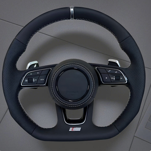 Volante Multifuncional de Cuero Modificado para <span class=keywords><strong>Audi</strong></span> <span class=keywords><strong>A1</strong></span> A3 A4 A5 A6 A7 A8 Q3 Q5 Q7 RS5 Serie <span class=keywords><strong>2015</strong></span>, Actualización para B9 A6 C8 A3 - Product Image 1