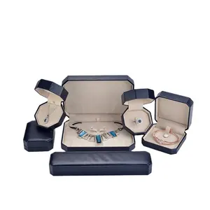 새로운 도착 PU 가죽 보석 상자 다크 블루 도마뱀 가죽 귀걸이 상자 중국 도매 판매 선물 상자