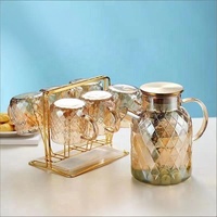 Bouilloires à thé en verre borosilicate à motif diamant de 1000 à 1800 ml, 1000 ml, 1500 ml, 1800 ml, pichet à eau résistant à la chaleur avec couvercle et poignée