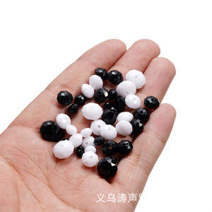 Cuentas Facetadas Acrílicas Blancas y Negras de 7-12 mm, Accesorios para Hacer Joyas, Colores Mezclados, Orificio Recto, Suministros para Manualidades Infantiles - Product Image 4