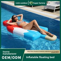 Lit flottant gonflable en PVC trois couleurs motif crème glacée, directement de l'usine, qualité garantie, pour piscine, fête, publicité, 183x84x20cm
