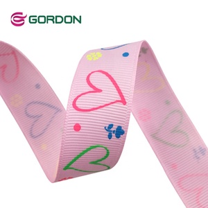 Cinta de grogrén rosa Gordon con estampado de corazones personalizados, rollo de cinta de poliéster impresa para envolver regalos de San Valentín - Product Image 4