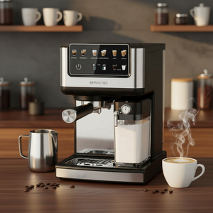 <span class=keywords><strong>Cafetera</strong></span> Espresso <span class=keywords><strong>Inteligente</strong></span> Comercial con Tanque de Agua de 2.0L y Tanque de Leche de 500ML, Bomba de 15 Bares de Alta Presión para Espumar - Product Image 4