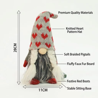 Lot de 2 Poupées en Peluche Gnome Cœur de Noël, Tomte Gonk de la Saint-Valentin, avec Chapeau Tricoté Nordique, en Tissu, Fabriqué en Chine, pour la Maison et la Table des Fêtes