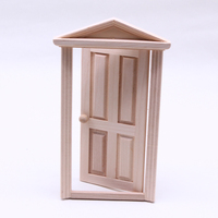 Mini porte de maison de poupée en bois avec toit pointu, modèle de porte miniature ouvrable, accessoires de meubles DIY pour la décoration artisanale en bois