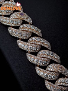 Collar de Diamantes con Baño de Oro de 18K, Estilo Hip Hop, Cadena Cubana para Hombre, Completamente Cubierta de Diamantes - Product Image 4