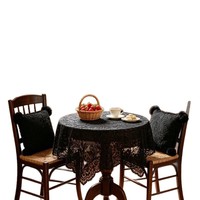 Rideau en polyester écologique à œillets, style pastoral vintage français, en dentelle florale noire, pour l'été, idéal pour les balcons et les chambres
