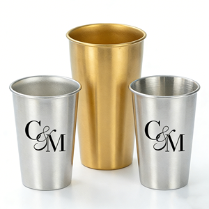 Lot de gobelets jetables pour bière 800 ml (16 oz) et 500 ml, avec logo personnalisé, gobelets de fête en acier inoxydable 10 oz, OEM/ODM acceptés pour la vente en gros par carton - Product Image 1