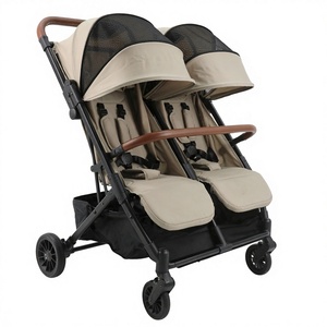 Passeggino Gemellare Pieghevole Portatile a 4 Ruote, Leggero, Richiudibile con Una Mano, in Metallo e Tessuto, per Bambini 0-36 Mesi - Product Image 2