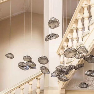 Lampada a Sospensione Pebble per Hall <span class=keywords><strong>di</strong></span> Hotel e Lounge, Stile Nordico Art Deco in Metallo, Alluminio e Vetro, LED, Vendita Diretta dalla Fabbrica, Lampada a Sospensione Pebble Scintillante - Product Image 4