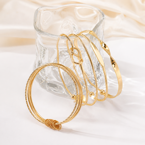 Punk Bracelets <b>Set</b> for Women Gold Color <b>Bead</b> Cuban Chain Irregular Bracelet Layered Hand Charm Bracelet <b>Set</b> - Product Image 2