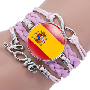 Produttore europeo nazionale bandiera del paese Design Infinity Love bracciale avvolgente in pelle rosa - Product Image 1