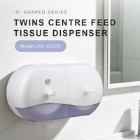 Distributeur de serviettes en papier mural moderne en plastique ABS, double alimentation centrale, usage commercial intensif, à double tirage central