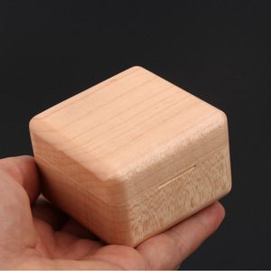 Wooden Jewelry Box Square Solid Wood <b>Ring</b> <b>Storage</b> Case Red Velvet Lining Simple Style Customizable Size - Product Image 2