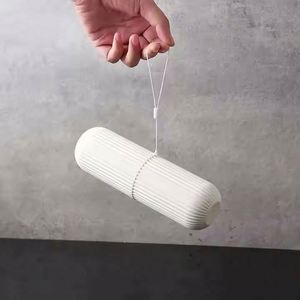 Portable Two-piece Minimalist <b>Toothbrush</b> Dispenser Case Travel Wash Cup Set Sustainable Plastic Dustproof <b>Toothbrush</b> <b>Holder</b> - Product Image 6