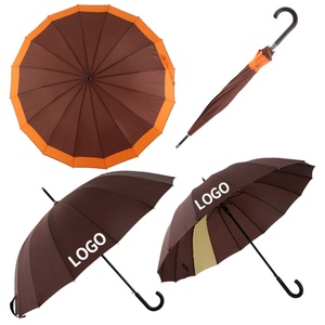 Factory Wholesale Rain <b>Umbrella</b> Straight 16 Bones Ribs Windproof Super Strong <b>Umbrellas</b> Arc Length 46 in - Product Image 2