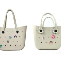 Grote, draagbare, zakelijke, effenkleurige EVA-tas met kettingband, open sluiting en strandlogo