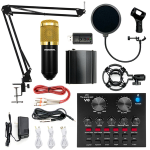 Juego de tarjeta de sonido V8 MAX Professional Audio, micrófono de condensador, Kit de Karaoke para transmisión en vivo - Product Image 1