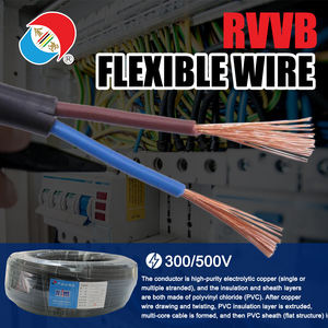 Câble rond RVVB 450/750V à deux conducteurs - 2*1,0 mm² en cuivre massif gainé PVC pour câblage de bandes LED dans les bâtiments et sous les armoires - Product Image 2