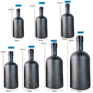 Botella de Vidrio Negro Mate para Vodka, Whisky, Brandy, Vino y Licores, 500ml 750ml, Tapón de Corcho, Forma Cilíndrica, para Aceite de Oliva, con Serigrafía - Product Image 2