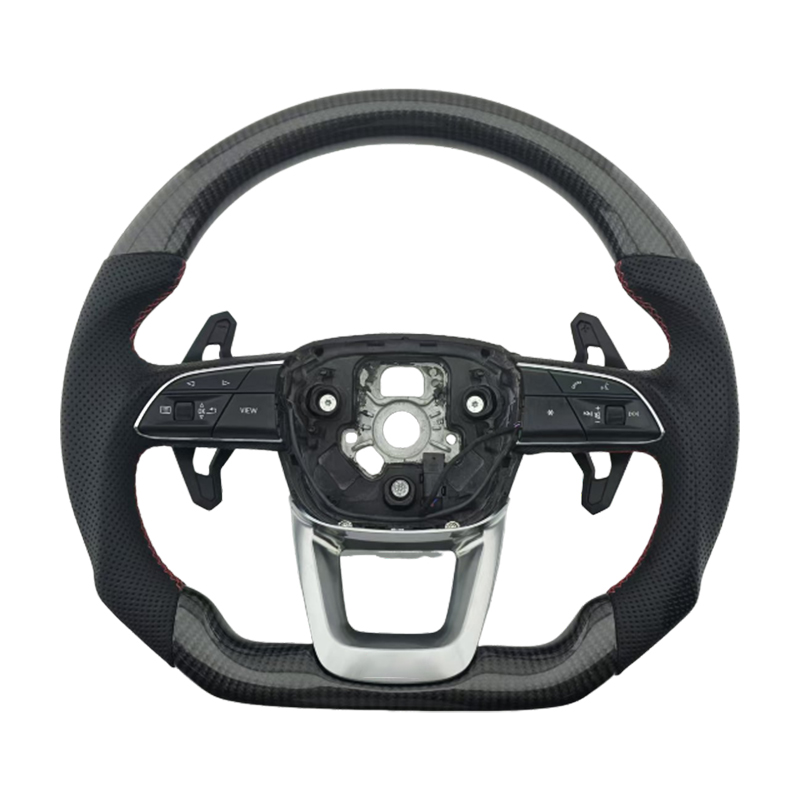 Fibre de carbone + cuir + surpiqûres rouges