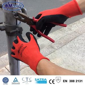 NMsafety Guantes de jardín personalizados En388 Certificado Antideslizante Rojo Tejido Arrugado Recubierto de látex Guantes de trabajo al aire libre Asequible - Product Image 2