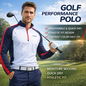Sweat-shirts de golf pour hommes, design personnalisé, haute qualité, légers, performants, séchage rapide, colorblock, col zippé quart de tour - Product Image 1