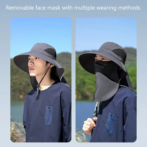 Chapeaux de soleil <span class=keywords><strong>d</strong></span>'été anti-UV pour hommes et femmes, idéaux pour la chasse, la pêche, la randonnée, le <span class=keywords><strong>camping</strong></span> – Casquette de pêcheur avec visière et protection du cou - Product Image 6