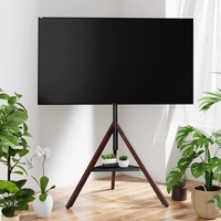 Penyangga Tripod TV kayu 32-70 ", braket dudukan TV lantai baja dengan fitur putar untuk ruang tamu atau kantor