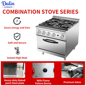 Horno de Gas Inteligente de Acero Inoxidable con 4 Quemadores, Profesional para Restaurantes, Estufa Combinada DL-RA-4-3, Equipo de Cocina Combinado - Product Image 2