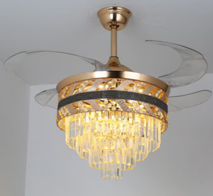 Luxury <strong>Crystal</strong> Ceiling Fan Light Fixture with Remote Control, Modern LED Chandelier Fan for Living Room Bedroom Fancy Light - Product Image 2