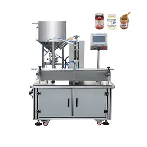 Npack Automatic High Speed 40-50 BPM Glass Jar Pneumatic Cylinder Stirring Paste Filling Machine