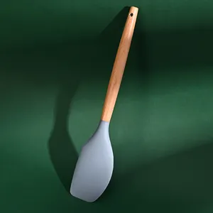 12 Uds. Accesorios de silicona para cocina, utensilios de cocina, juego de utensilios de cocina de silicona con mango de madera