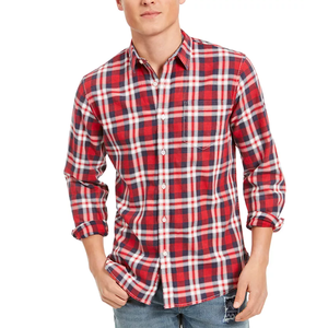 Unisex <b>Plaid</b> Flannel <b>Shirt</b> Long Sleeve Button-Up Casual Outdoor Chest Pocket Custom Logo 100% Cotton Anti-Wrinkle Breathable - Product Image 1
