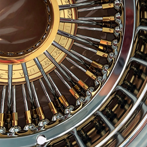 Oferta Especial: Llantas de Acero 13x7, 72 radios rectos, Triple Oro Invertido, 13 y 14 pulgadas, Llantas de Alambre Cromadas de 72 radios para Coches Clásicos - Product Image 4