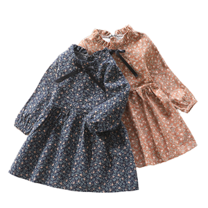 Robe de demoiselle d'honneur pour filles, style princesse, en coton à fleurs, manches longues, col carré, décontractée, pour l'hiver - Product Image 2