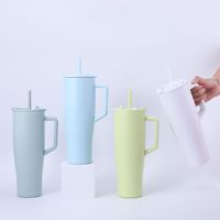 Gobelet isotherme en acier inoxydable de 40 oz avec logo personnalisé, anti-fuite, bouteille métallique isolée sous vide, tasse de voyage avec poignée et paille