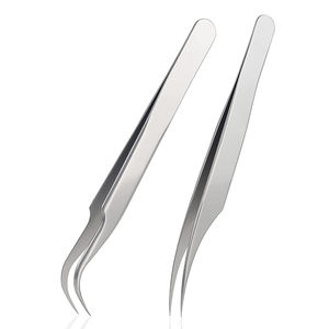 Pinzas para Pestañas de 10 mm de Longitud con Punta Dentada Duradera de Marca Privada con Logotipo Personalizado para Remover Extensiones de Pestañas de Acero Inoxidable - Product Image 1