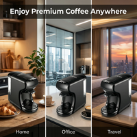 Cafetera de Cápsulas de 19 Bares, 3 en 1, Compatible con Cápsulas y Café Molido, Color Negro, para Uso Doméstico y Hotelero