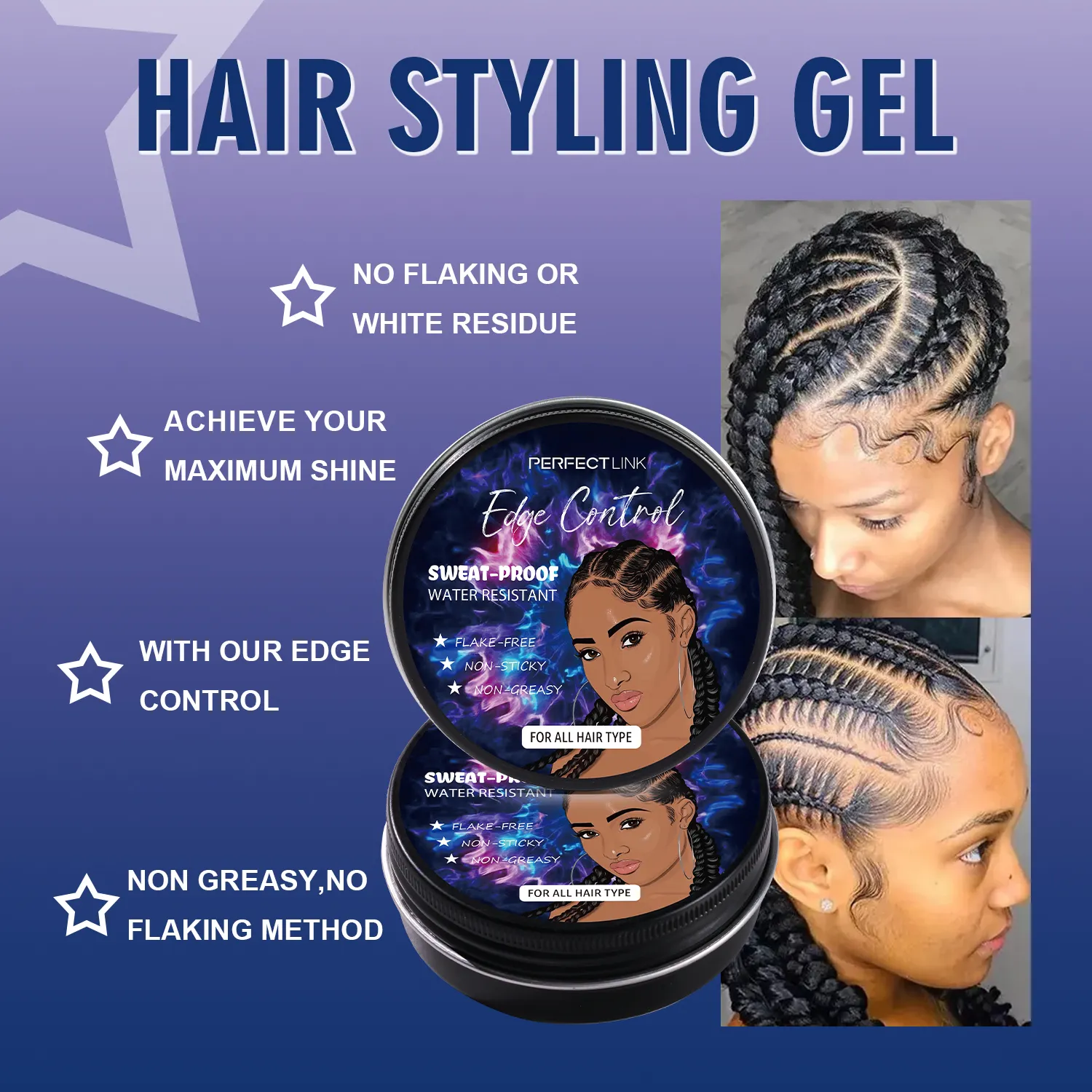 New arrivals hair wax braid gel Edge Control for African Hair Edge Control No Label strong hold Braiding Gel