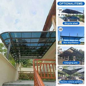 Système <span class=keywords><strong>de</strong></span> carport moderne SUNTO <span class=keywords><strong>en</strong></span> alliage d'aluminium personnalisable, double cantilever, imperméable, ignifuge, isolé thermiquement, cadre métallique pour voiture - Product Image 4