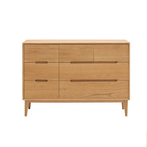 F8031 Commode en bois massif de style nordique simple et moderne, noyer noir, chêne, sept tiroirs/neuf tiroirs - Product Image 5