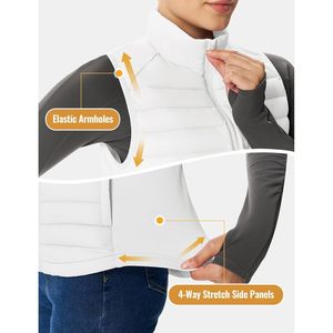 Rdruko <b>Women's</b> Puffer <b>Vest</b> Lightweight Quilted Insulated Winter <b>Vest</b> Stand Collar Zipper Pockets Outdoor Sports - Product Image 4