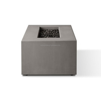 Table basse rectangulaire d'extérieur étanche, moderne et haut de gamme, en béton, avec foyer au gaz, pour villas et complexes hôteliers