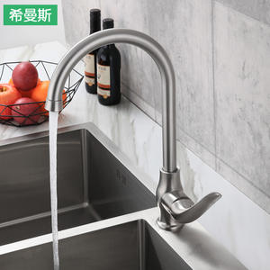 Grifo de cocina moderno Xims de un solo manípulo, de acero inoxidable 304, montado en el encimera, con válvula de cerámica para fregadero. - Product Image 3