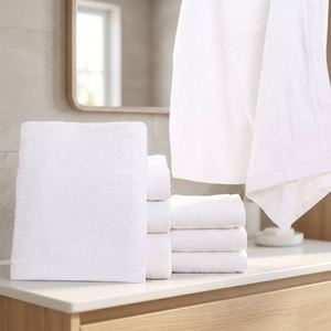 Serviette de bain rectangulaire en coton 100% tissé, écologique, couleur blanche unie, vente en gros, serviette d'hôtel - Product Image 4
