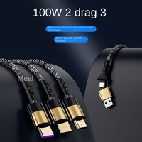 100W 5A 2 in 3 Pengisian Daya Super Cepat 1.25m 2m Kabel Data /Micro USB/Konektor Tipe-C Paduan Aluminium untuk Ponsel Tablet