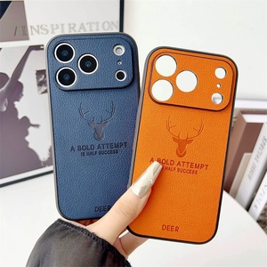 Funda Protectora de Cuero con Textura de Cabeza de Ciervo para iPhone 17 Air 16 15 14 13 12 Mini 11 Pro Max Plus, Mate, Antigolpes, Suave - Product Image 3