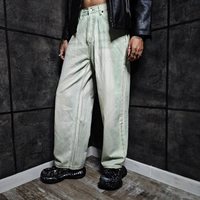 Jeans en denim phosphorescents personnalisés, pantalon streetwear néon unisexe homme femme