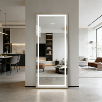 Miroir sur pied pleine longueur contemporain avec éclairage LED pour salon de coiffure, chambre et coiffeuse, vente en gros pour fabricants